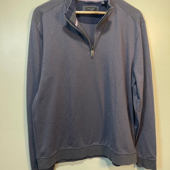 Ted Baker Gray/Charcoal Quarter-Zip Pullover Size 5/XL - Picture 4 of 7